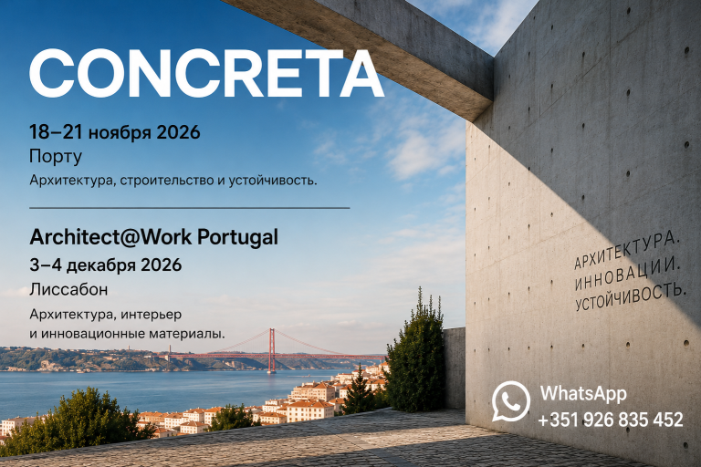 CONCRETA 2026 и Architect@Work Portugal: главные выставки архитектуры, строительства и интерьерных инноваций в Португалии